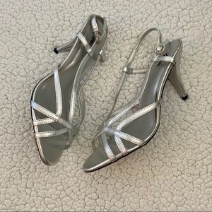 Never Worn Silver Heeled Sandals